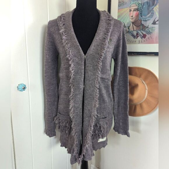 Odd Molly Alpaca Wool Fringe Cardigan Sweater sz MD EUC - Picture 1 of 14